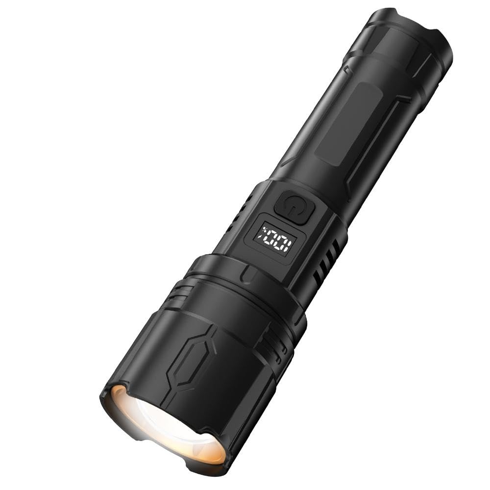 UN1QUE Digital Power Display Rechargeable Torch Light, 1000 Lumens Torch Light with 4 Light Modes, Stepless Zoom Flashlight-image-41