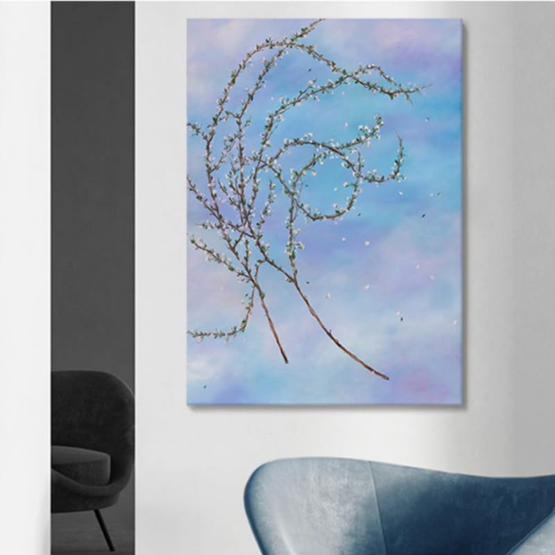 Texture esthétique fleur de pêcher tableau sur toile sans cadre
