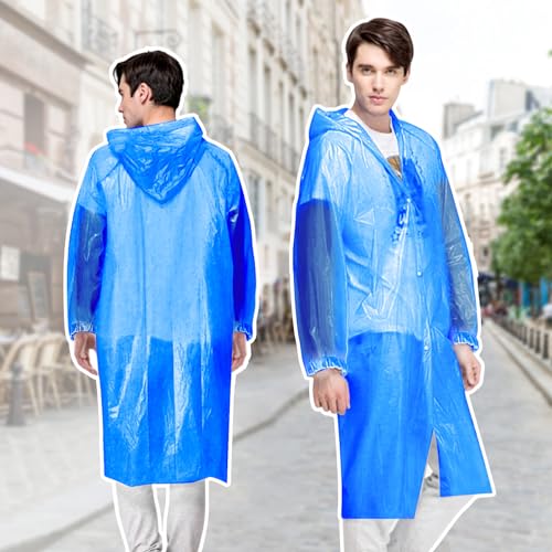 AOKITO Regenponcho für Damen und Herren - Wiederverwendbarer, Wasserdichter Regenmantel, Regencape aus Atmungsaktivem EVA-Material für Wandern, Radfahren, Camping und Reisen (Blau)