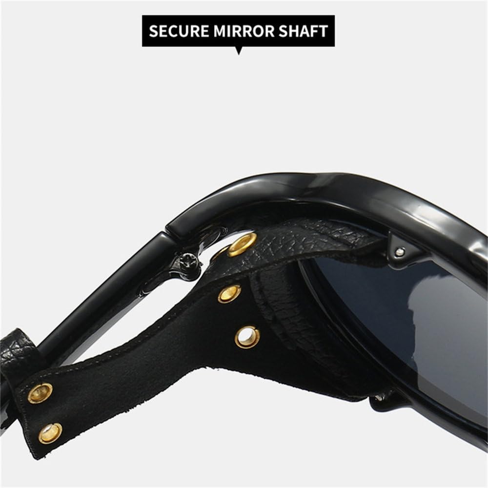 Stylowe okulary przeciwsłoneczne w stylu steampunk dla mężczyzn i kobiet, oprawki skórzane, okrągłe, z ochroną przeciwsłoneczną i filtrem UV