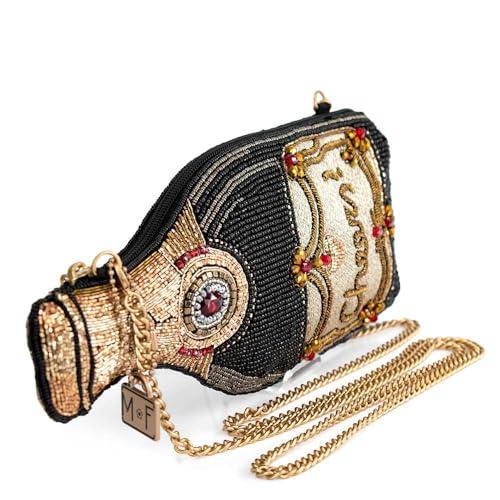 Mary Frances Vintage Wine Beaded Crossbody Handbag Clutch Novelty Evening Purse Champagne Bottle Design, Multicolor3