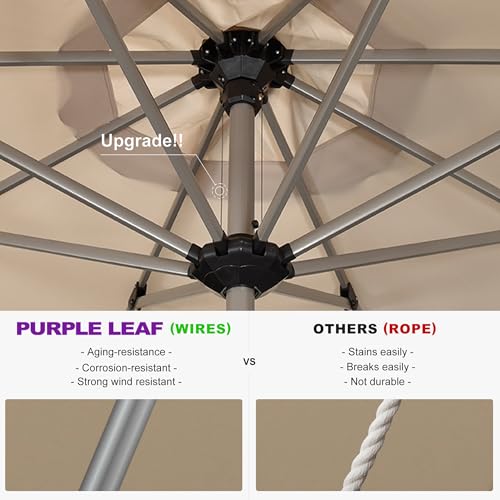 Image of PURPLE LEAF Patio Umbrella 10' x 10' Square Aluminum Frame Khaki