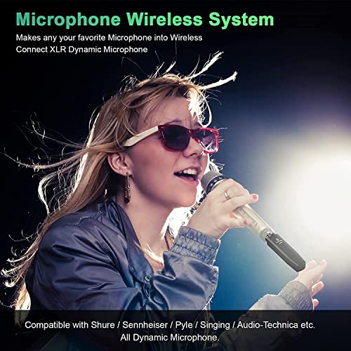 Microphone Wireless System,2.4Ghz Wireless Mic Adapter,Rechargeable Wireless Xlr Transmitter And Receiver Compatible For Dynamic Microphone Audio Mixer, Pa System And Dslr Camera, Black #TOP3