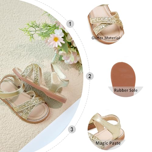 Image of Otter MOMO Girls Open Toe Princess Flat Sandals with Comfort Sole Summer Sandals