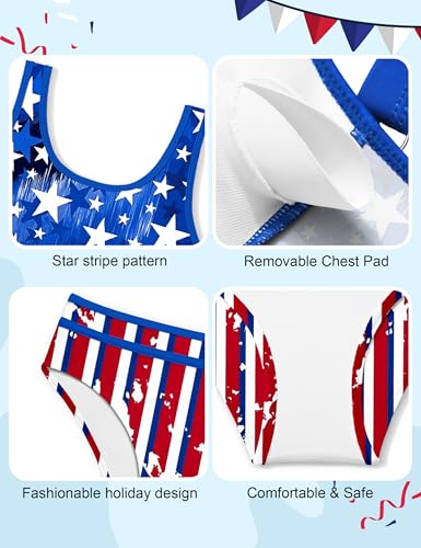 Image of Girls Swimsuit Double Strap High Waist Sporty Bikini Swimsuits Swim Cover Up Skirt 3 Piece Set
