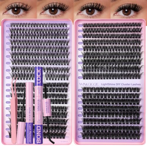 Image of Lash Clusters Kit, Eyelash Clusters Kit D Curl Natural Volume Cluster Eyelash Extensions, Individual DIY Lashes with Bond Seal Tweezers Remover, 8-16mm 650Pcs (40D+60D+80D+100D)