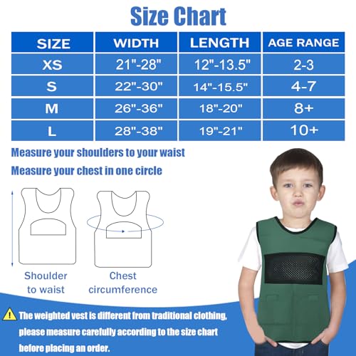 Image of Vest for Kids Including 6 Removable Weights (Green, Extra Small)