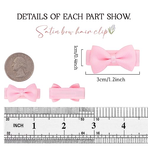 Baby Hair Clips Bows For Girls Mini Fully Lined Baby Bows Grosgrain Ribbon 1.2" Tiny Hair Bows Clips For Baby Girls Infant Fine Hair 40Pcs (20Colors In Pairs) #TOP1