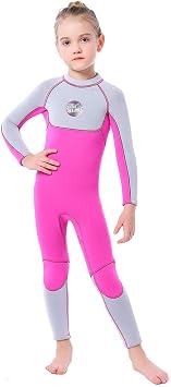 Kids Wetsuit Girl - 2.5mm Neoprene Thermal Full Body Wet Suits Long Sleeve One Piece Swimsuit Back Zipper Keep Warm for Diving Scuba Snorkeling Swimming Surfing Cold Water Sports
