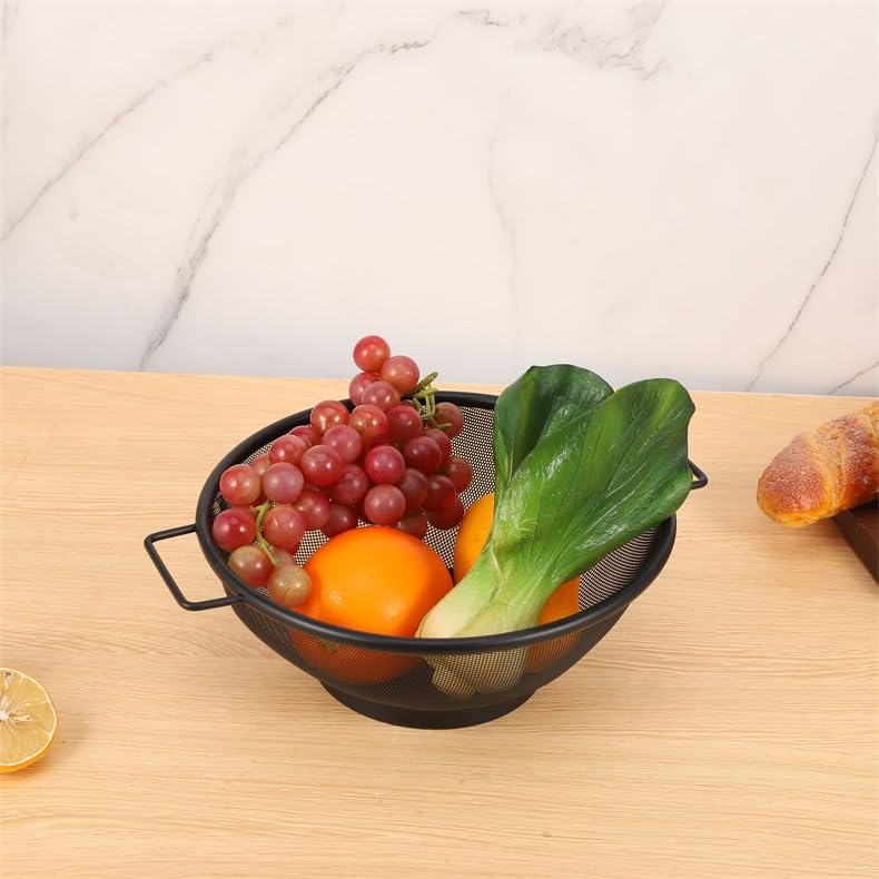 Image of Onrpix Multipurpose Stainless Steel Colander Basket for Washing Rice, Fruits, Vegetables, Grains, Strainer Drainer Bowl with Handle, The Kitchen Bowl (Small)