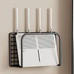 Prateleira suspensa, suporte de armazenamento de parede para roteador não carimbado - grande preto