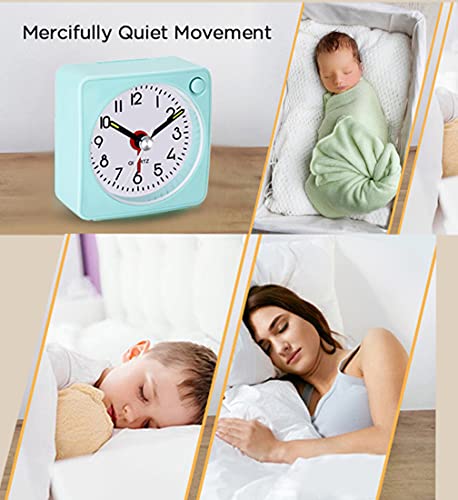 Image of Travel Analog Alarm Clock, 2.25 inch, Ultra Small Clock with Snooze and Light Function, Super Silent Non Ticking, Battery Operated, Easy Setting