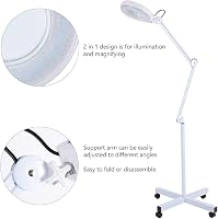 Cocoarm LED Nagyítós Lámpa Állvánnyal 5x Nagyítás Kozmetikai Munkalámpa Állítható Magasság Fehér Kerekekkel 5