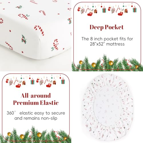 Image of PHF 4 Piece Toddler Bedding Set, Ultra Soft Toddler Comforter Sets Include Comforter, Fitted Sheet, Flat Top Sheet and Pillowcase in A Bag for Baby Bedroom, Christmas Holiday