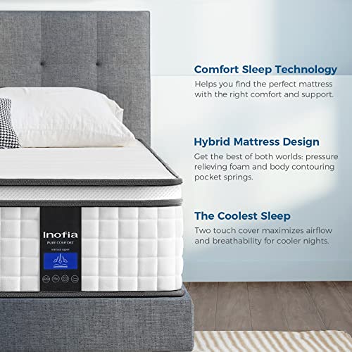 Inofia Twin Xl Mattress, 10 Inch Breathable Comfortable Hybrid Mattress In A Box, Cool Memory Foam With Motion Isolating Individually Wrapped Coils, Supportive & Pressure Relief, Xlong Twin Mattress #TOP7