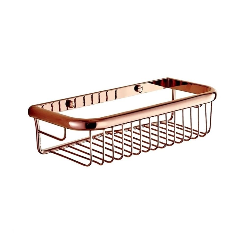 LIUAILING52 Shower Shelves Shower Caddy Wall Mounted Copper Shower Shelves Rose Gold Shower Storage Basket Organizer for Inside