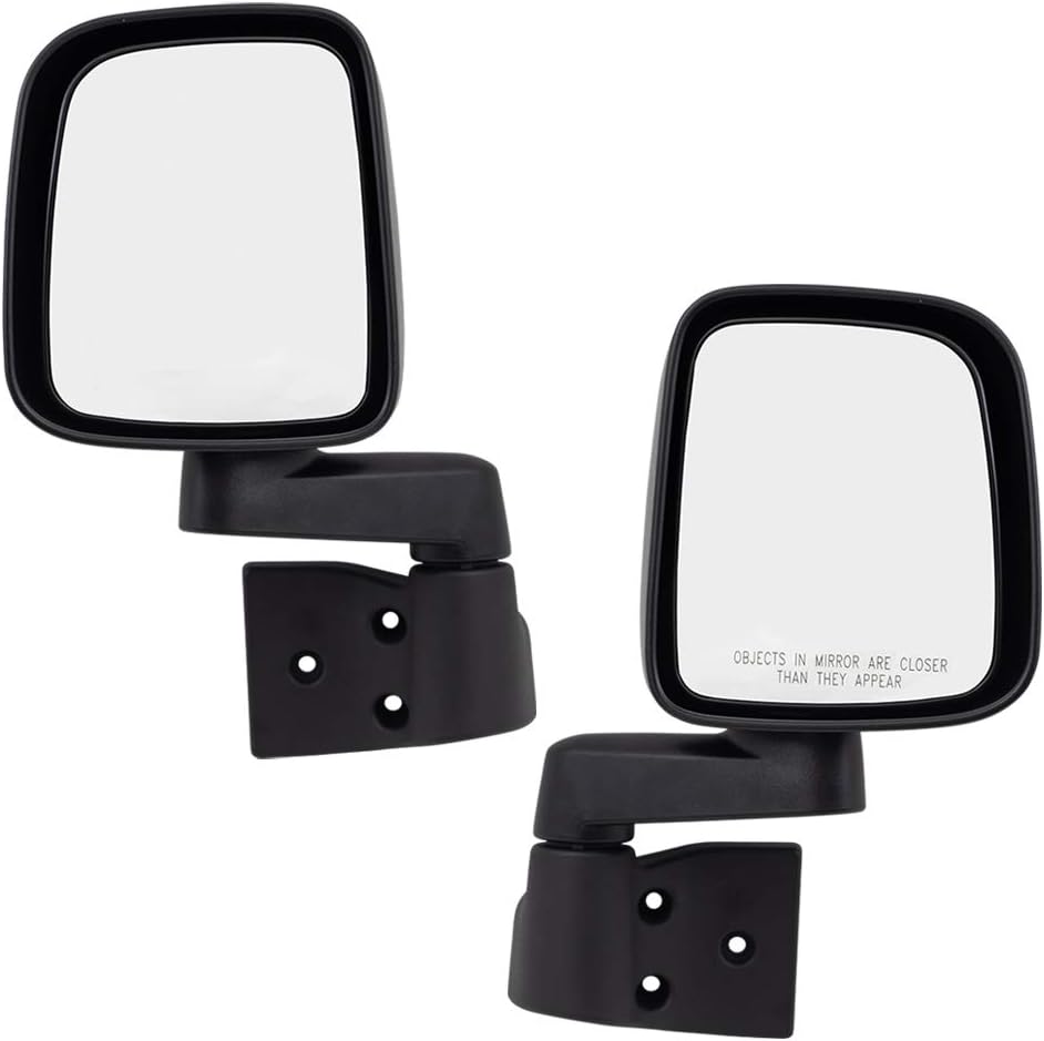 Driver and Passenger Manual Side View Mirrors Textured Replacement for Jeep SUV 55395061AD 55395060AD