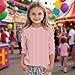 Striped Shirts for Girls Fashion 3/4 Sleeve Basic Tees Kids Crewneck T Shirts Casual Lightweight Pullover Loose Fit Tops