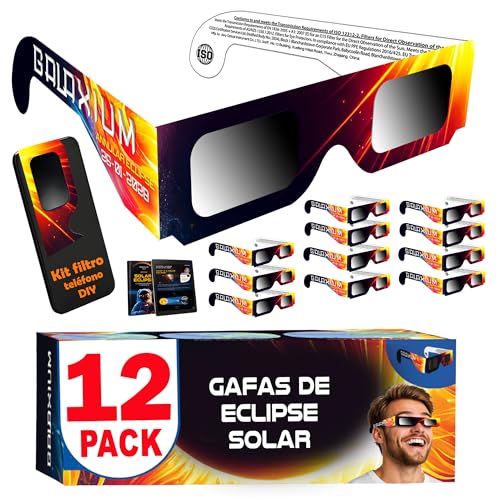 Galaxium 12 Pack Gafas Eclipse Solar Homologadas AAS ISO 12312-2 | Gafas para Ver Eclipse Solar | Gafas de Eclipse Solar Homologadas 2026 | Gafas Eclipse Homologadas