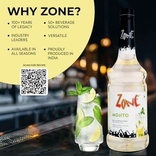 Image of Zone Mojito Syrup 1000ml | Pure Mint Flavor for Mocktails, Cocktails, Lemonades, Iced Teas & More | 35+ Flavours (Pack of 3)