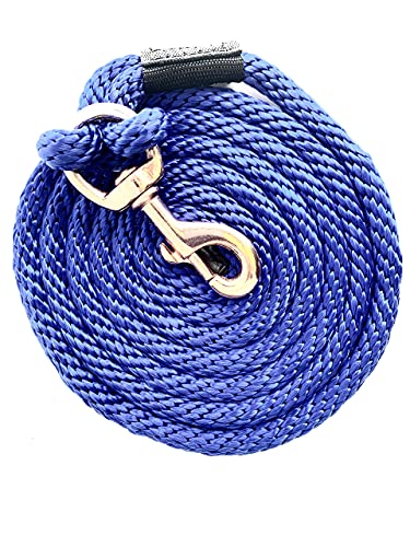 Majestic Ally Pack of 2 Solid Poly Lead Rope for Horses & Livestock – 10 Foot Long and 5/8 inch Thick - Replaceable Heavy-Duty Bolt Snap – Handmade – Soft, Broken in Feel (Royal Blue)