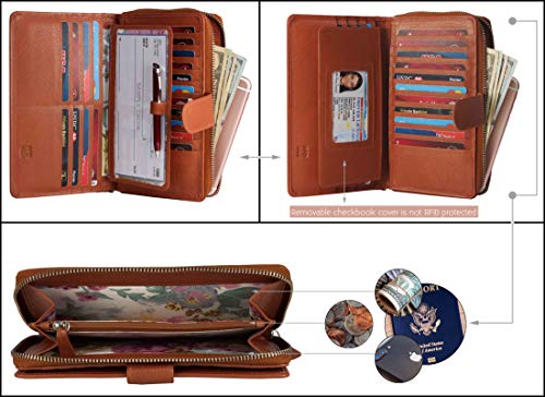 Image of Big Fat RFID Blocking Leather Organizer Checkbook Wallets For Women - Clutch