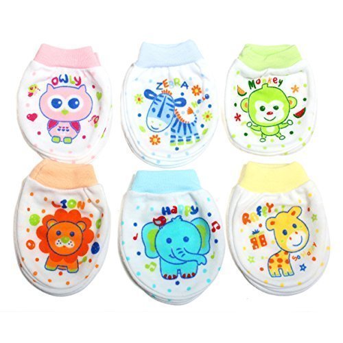 Trendy Dukaan Unisex Baby's Cotton Printed Mittens (Multicolor, 0-6 Months) - Pack of 6 Pieces 1