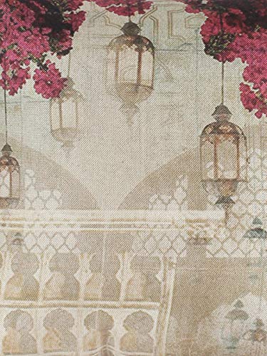 Image of ROMEE Designer Floral Printed Cushion Covers 16 inch x 16 inch Set of 5 | Decorative Square Jute Throw Pillow /Cushion Cover for Living Room, Sofa, Couch, Bedroom (Beige)