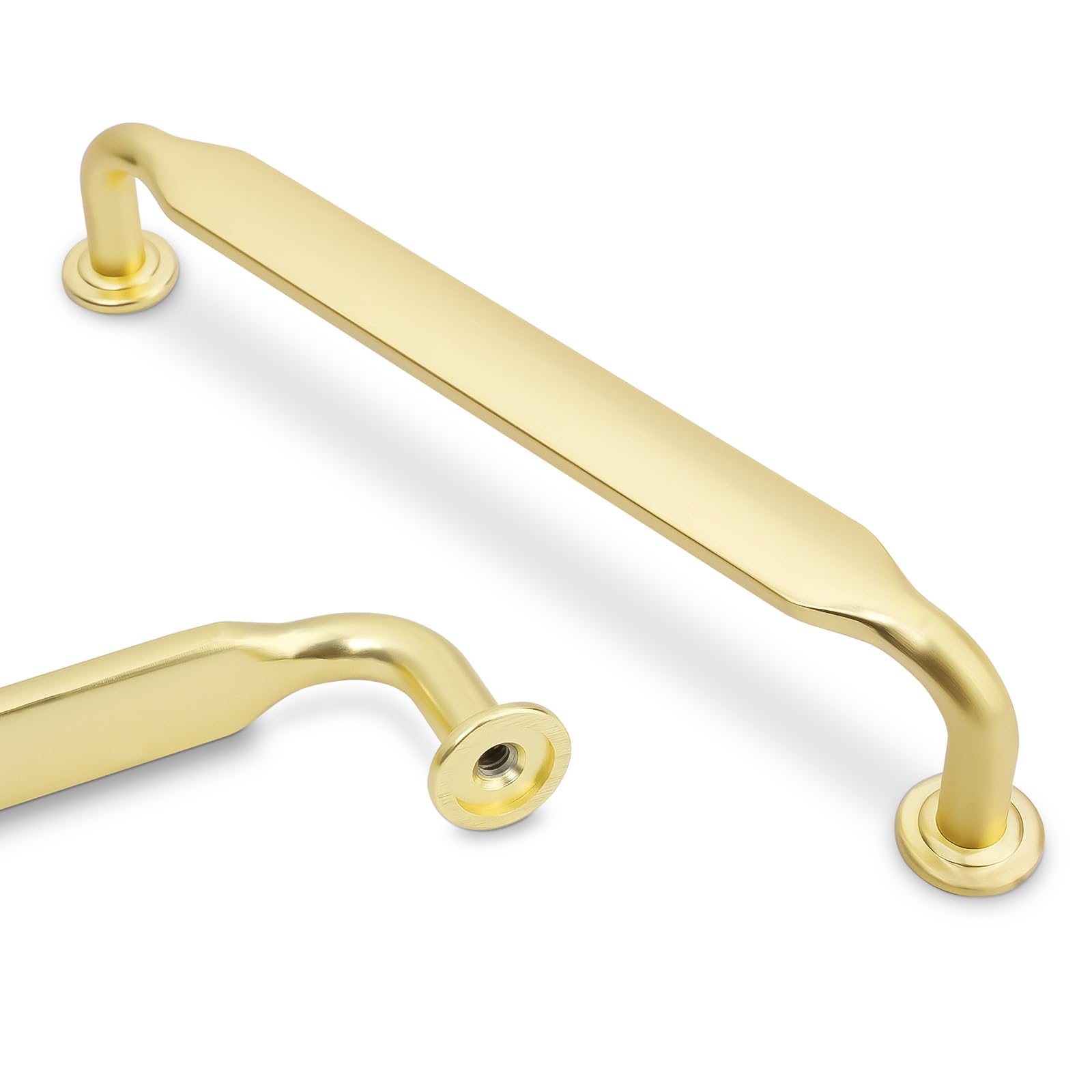 Amasideca 10 Pack Brushed Brass Cabinet Pulls 5 Inch(128mm) Hole Centers Kitchen Cabinet Handles Zinc Alloy Gold Drawer Pulls Solid Cabinet Hardware
