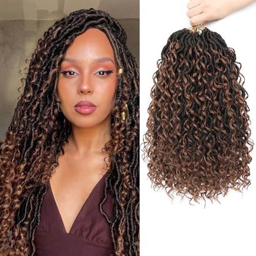 Image of 8 Packs Curly Boho Braids Faux Locs Crochet Hair, 14 Inch