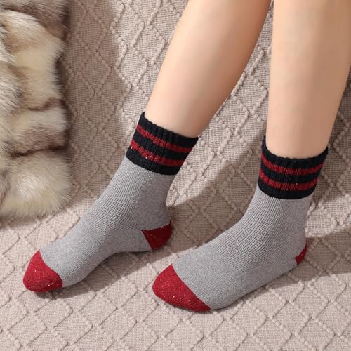 Image of Trifabricy Wool Socks for Women - Womens Wool Socks Comfortable and Warm, Classic Thick Knit Soft Vintage Casual Crew Sock