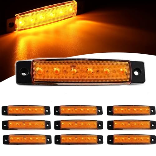 VISSQH 10 Pezzi LED Indicatori Laterali Luci,12V/24V Luci di posizione laterali indicatori, LED Laterali/Anteriore/Posteriore Indicatori,per camion rimorchi ecc(Giallo)