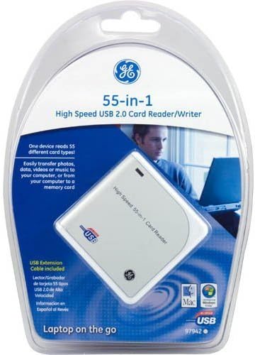 GE 55-in-1 USB 2.0 High Speed Card Reader/Writer - 20601 + USB Extension Cable