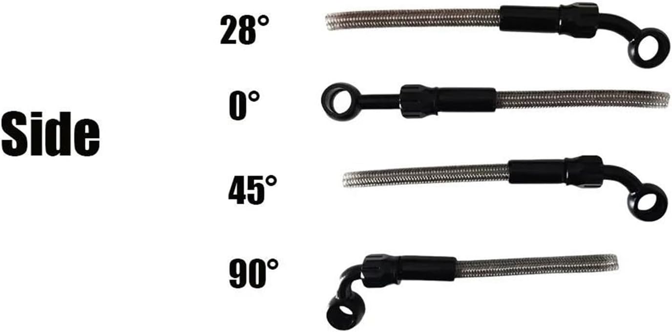 バイクのブレーキライン オートバイアクセサリー油圧ブレーキホースラインパイプライン編組オイルホース0&deg;-28&deg;-45&deg;-90&deg;30