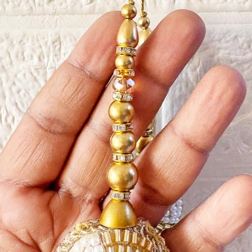 Image of Adikala Craft Store Handmade Ethnic Latkan Tassel Set of 2 for Saree Pallu, Blouse, Suits, Dupatta, Lehenga Decor (Round Bead Nalki)