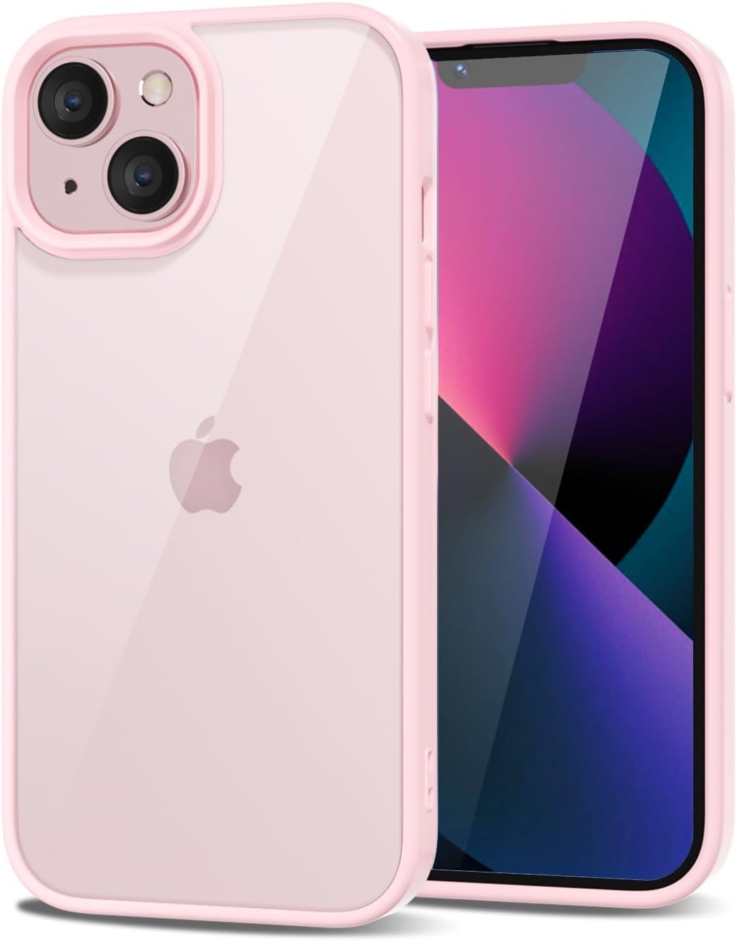 LoeoeL for iPhone 13 Mini Case Clear, Transparent Hybrid 13 Mini Phone Case [Hard Plastic & Soft Silicone Bumper] Acrylic Non Yellowing Thin Slim Protective Cover for Women, Light Pink