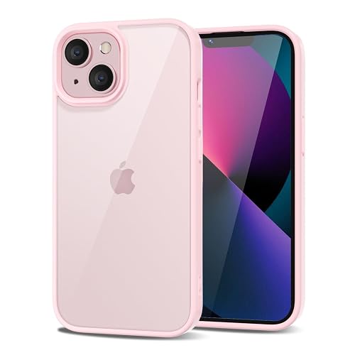 LoeoeL for iPhone 13 Mini Case Clear, Transparent Hybrid 13 Mini Phone Case [Hard Plastic & Soft Silicone Bumper] Acrylic Non Yellowing Thin Slim Protective Cover for Women, Light Pink - 13 Mini - Light Pink
