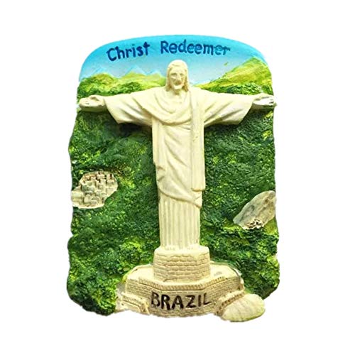 Cristo Redentor Rio Brazil Fridge Magnet 3D Resin Handmade Craft Tourist Travel City Souvenir Collection Letter Refrigerator Sticker