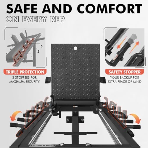 GMWD Leg Press Hack Squat Machine Combo, DD06-V2 Leg Exercise Machine with Linear Bearing, Lower Body Special with Weight Storage for Quads, Hamstring, Glutes, Calves, Heavy Duty Home Gym