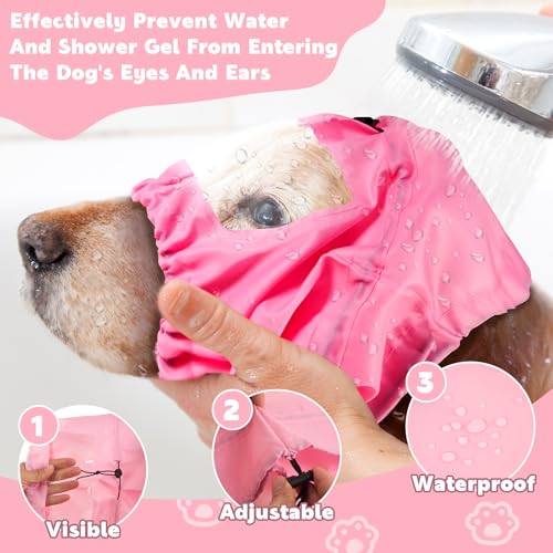 Image of Adjustable Dog Ear Covers - Waterproof Dog Ears & Eyes Protection for Bath