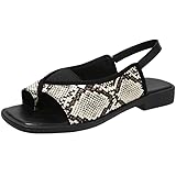 Ladies' fashionable snake skin pattern slippers and sandals - Colorful snakedesign, low heel rubber sole, toe ring design, suitable for casual or summer wear, comfortable open-toed (Snake pattern,8)