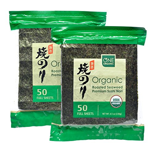 ONE ORGANIC Sushi Nori Premium Roasted Organic Seaweed (50 Full Sheets) - 2