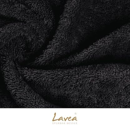 Lavea 4er Set Handtücher 40x70 cm - Weiche & saugstarke Gästetücher aus 100% Baumwolle – Oeko-TEX 100 Zertifiziert – Waschbar bei 60 Grad – Ideal für Bad, Gäste-WC, Sport & Fitness - Schwarz – Bild 6