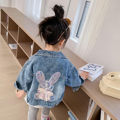 ASHER FASHION girls denim jacket Girls Sequin Outerwear Embroidery Denim Jacket2