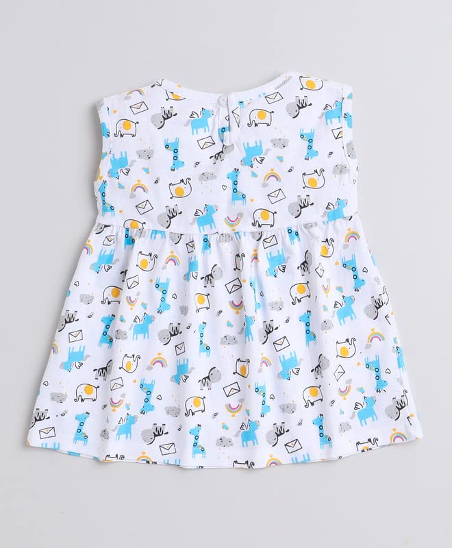 Image of BUMZEE White & Off White Girls Sleeveless Frocks Pack of 2