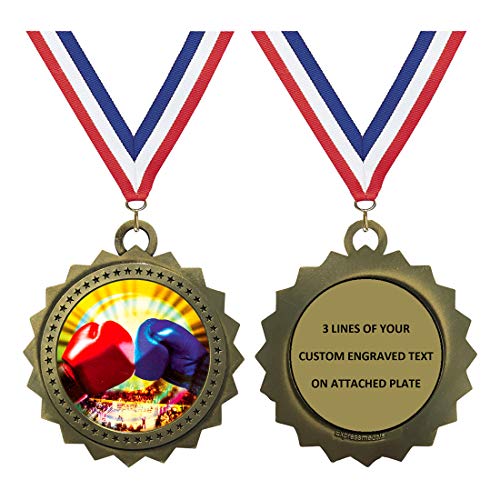 Boxing Gold Large 3 Inch Engraved Medals Trophy Award Personalized Free D03-MY412 10PK
