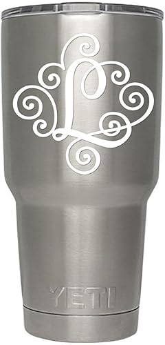 Monograma, Calcomanía troquelada, vinilo adhesivo Haga clic para opciones de colorletra. Disponible en cuatro colores y todas las letras de la A