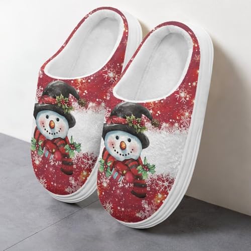 Memory Foam Slippers for Women Men Causal House Shoes Indoor Outdoor Platform Slippers Christmas Theme4