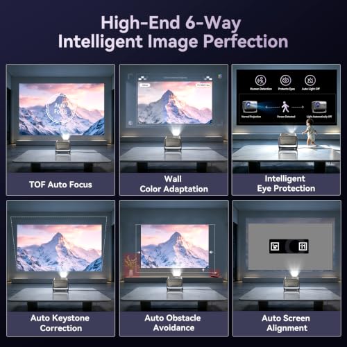 Image of Smart Projector VIDAA OS 1000 ANSI, Outdoor Projectors 4K with WiFi and Bluetooth Compatible with Netflix TOF Auto Focus Keystone HDR10, Portable Movie Proyector for Ceiling Home Theater