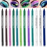 12 Colors Colorful Eyeliner Pencils Set Glitter Colored Eyeliner Pen Kit Metallic Pearl Green Purple White Blue Matte Eye Shadow Pencil Long Lasting Waterproof Professional Eye Makeup Pen Set (12Pcs) -  WYBLZPXZ